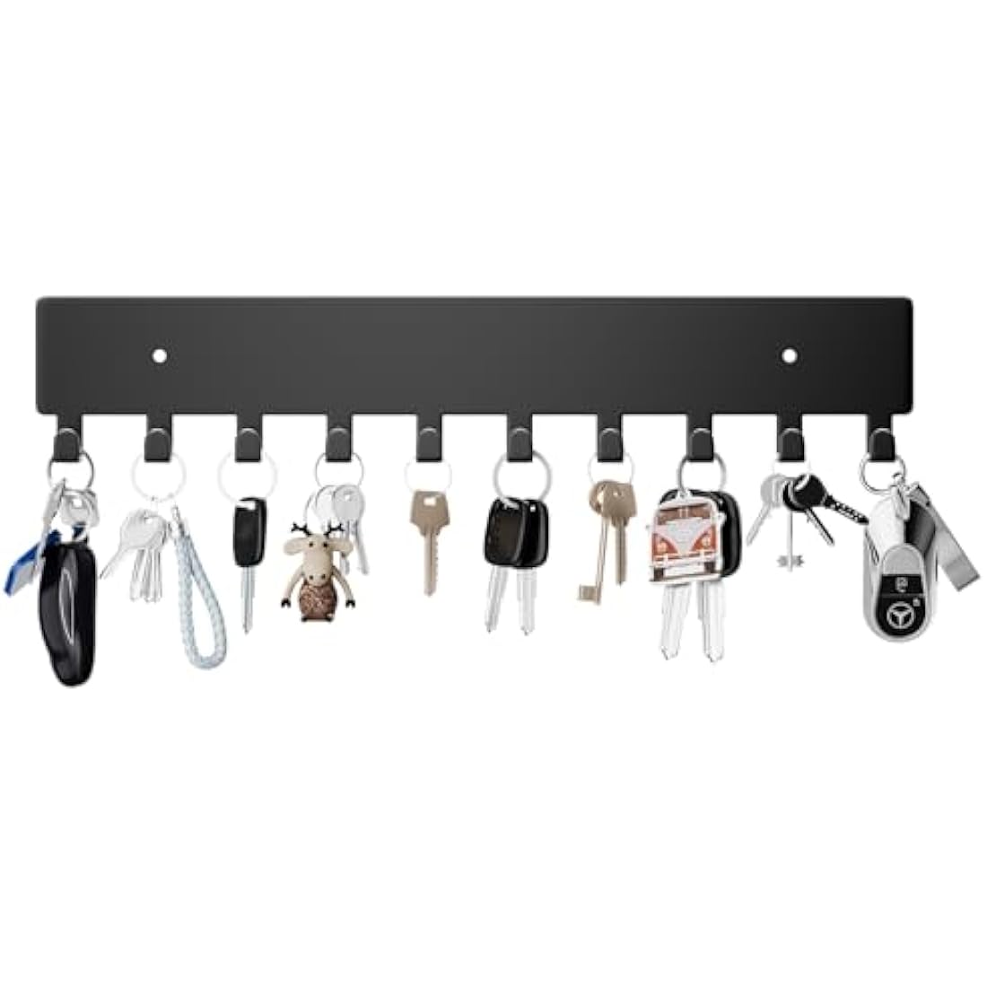 GTK Key Holder for Wall, Key Hooks with 10 Hooks, Wall Mounted Key Holder for Hallway, Self Adhesive Key Rack(Black)