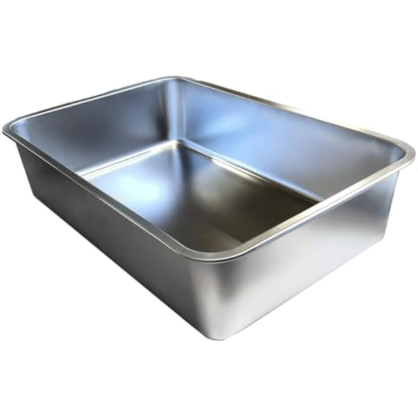 IPrimio Stainless Steel Cat Litter Box - High-Sided XL Litterbox for Cats - Easy Clean, Odour and Rust Resistant Cat Litter Tray - Durable and Spacious Cat Litter Solution - 39.4 x 12.7 x 15.2 cm