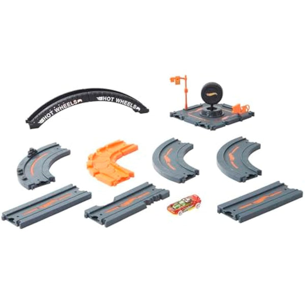 Hot Wheels City Track Pack, 10 Piece Set Includes Track Base & Various Track Pieces to Build a Cityscape, with 1 Hot Wheels Car, Connects to Other Sets, Gift for Kids 4 Years & Up, HDN95