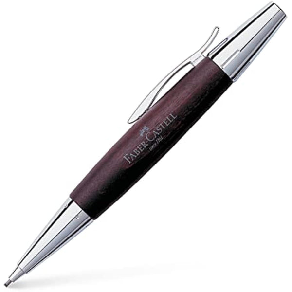 Faber-Castell F138381 E-Motion Pearwood and Chrome Twist Pencil - Dark Brown