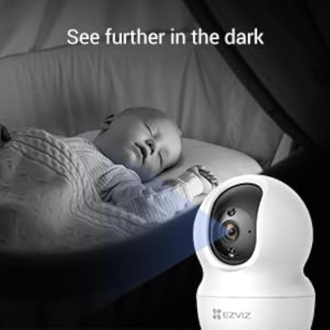 EZVIZ CP1 Pro 2K Indoor Security Camera Wifi, 2.4Ghz Baby Monitor Wireless with Call Button, 512GB Supports, 360° Pan Tilt, Smart Colour Night Vision, Auto Tracking, Two-Way Audio, Sleep Mode