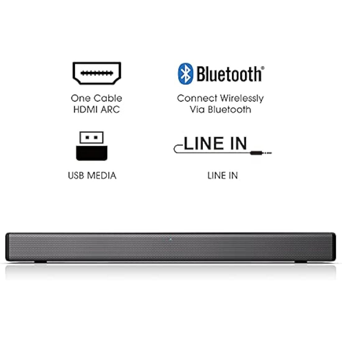 Hisense HS214 Soundbar All-in-one, Wireless Bluetooth, Powerful Bass Built-in, Compact Design, AUX, HDMI, USB, TV, PC Speaker