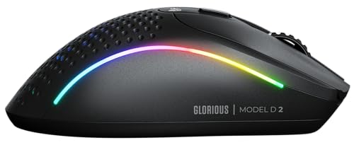 Glorious Gaming Model D Wired Gaming Mouse - 68g Superlight Honeycomb Design, RGB, Ergonomic, Pixart 3360 Sensor, Omron Switches, PTFE Feet, 6 Buttons - Glossy Black