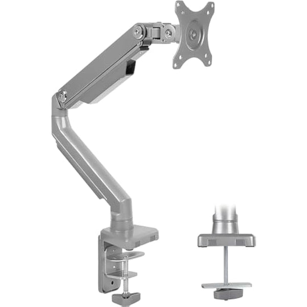 Mount-It! Single Monitor Arm Mount | Desk Stand | Full Motion Height Adjustable Articulating Mechanical Spring Arm | Fits 24 27 29 30 32 Inch VESA Compatible Computer Screen | C-Clamp and Grommet Base
