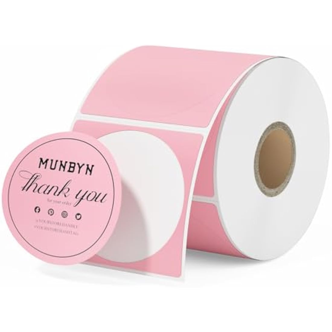 MUNBYN 50x50mm Pink Circle Thermal Sticker Labels, Self-Adhesive Round Direct Thermal Labels, Multi-Purpose Roll Sticker Labels for DIY Logo Design, QR Code, Name Tag, Inventory-Pink 750 Labels/1 Roll
