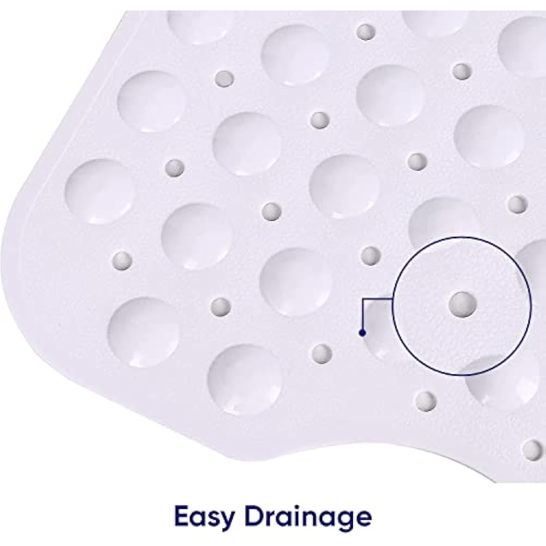 MOONLIGHT20015 Shower Bath Mat Non Slip Anti Mould & Mildew with Strong Suction Cups Grip and Drain Holes Soft Rubber Shower Mats - PVC Bathroom Mat Machine Washable (100x40cm, White)