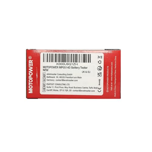 MOTOPOWER 12V Digital Battery Tester Voltmeter and Alternator Charging System Analyzer with LCD Display and LED Indication, Black Rubber Paint