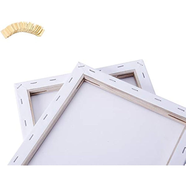 Exerz 40x50cm Pre-Stretched Canvas 4pk - 1.7cm Artist Framed Canvas Blank/ 280GSM 100% Cotton/Triple Primed/Acid Free/Medium Grain/Professional Artist Acrylic Paint, Oil Paint