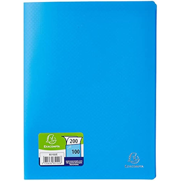 Exacompta - Ref 85102E - Soft PP Display Book - Suitable for A4 Documents, Made from Polypropylene, Lightweight, 100 Pockets, 200 Viewing Pages - Blue Cover