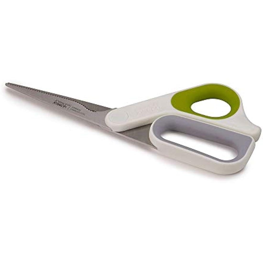 Joseph Joseph PowerGrip - Kitchen Scissors with Integrated Thumb Grip and herb stripper, White/Green, 4