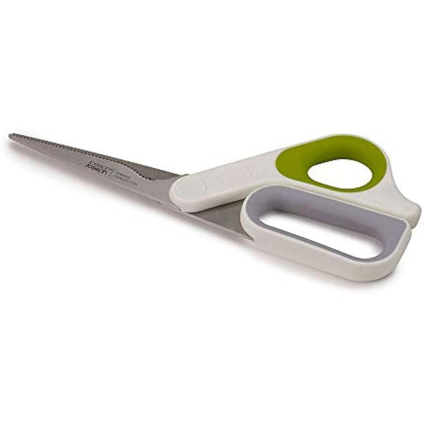 Joseph Joseph PowerGrip - Kitchen Scissors with Integrated Thumb Grip and herb stripper, White/Green, 4