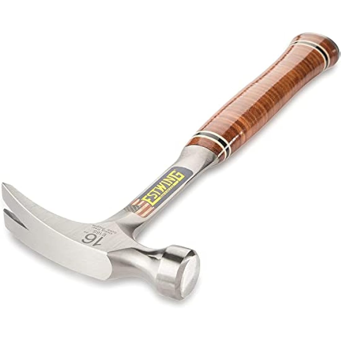 Estwing E16S 16 Oz Rip, Leather Grip Hammer, Smooth Face, 16-Ounce, 12.5-Inch, Straight Claw, Leather & Metal