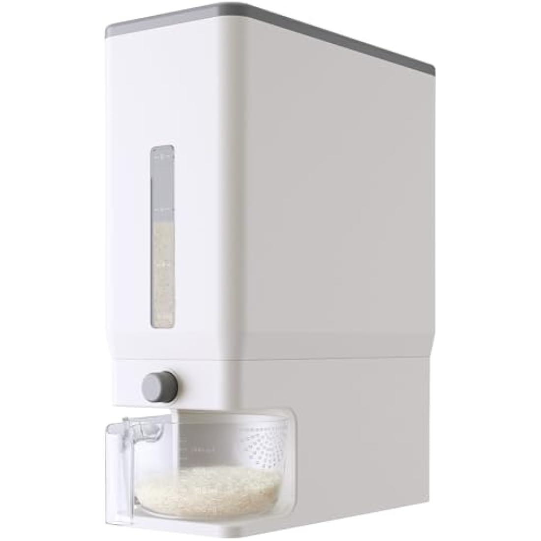 Lifewit Rice Container 25.4 Lbs, Rice Dispenser with Measuring Cup, Cereal Containers Storage, Sealed Moisture Proof Rice Bucket, Dry Food Grain Flour Soybean for Kitchen Pantry Household, White