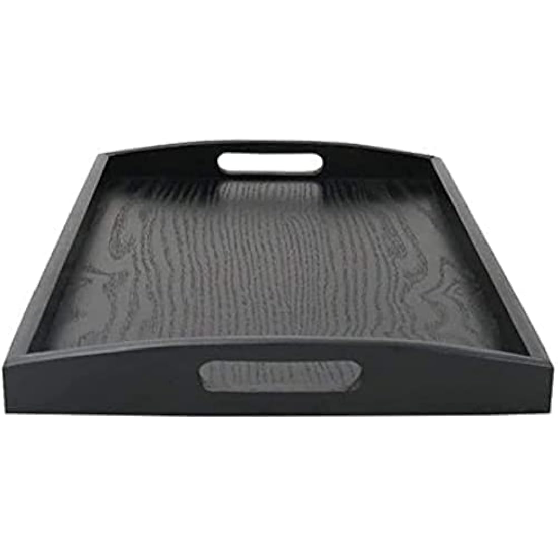 Dudoplatz Large Rectangular Wooden Serving Tray with Large Black Wooden Handle (45x35 cm)