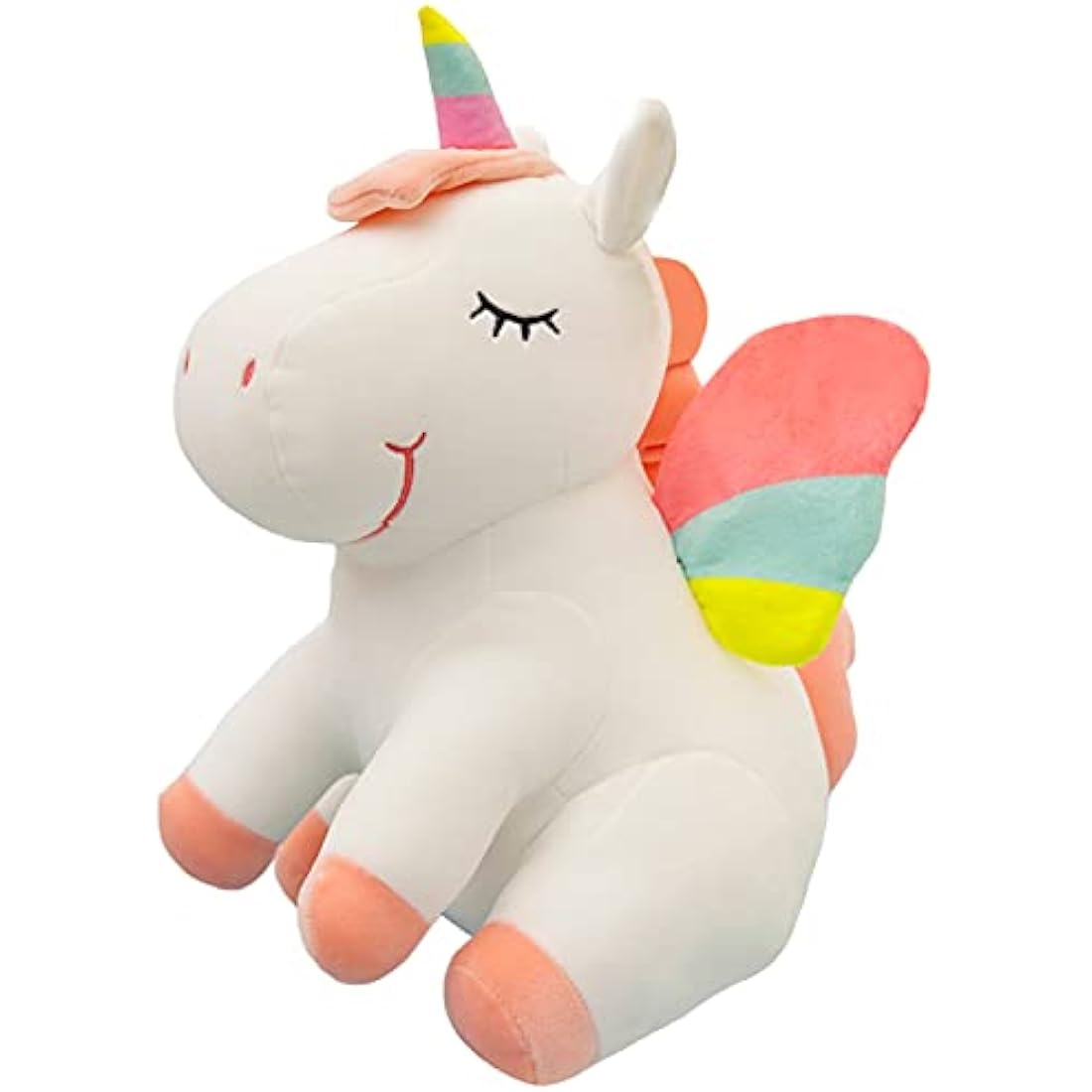 Unicorn Stuffed Animal Toys Cute Soft Unicorn Plush Hugging Pillow with Rainbow Wings Kawaii Toy for Kids Girls (25CM/9.8Inch, White)