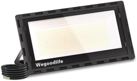Wegoodlife 600W LED Outdoor Spotlight, Super Bright 60000LM, 6500K Cool White, IP66 Waterproof Floodlight, 50cm Cable, Outdoor Light for Garden, Backyard, Hallway