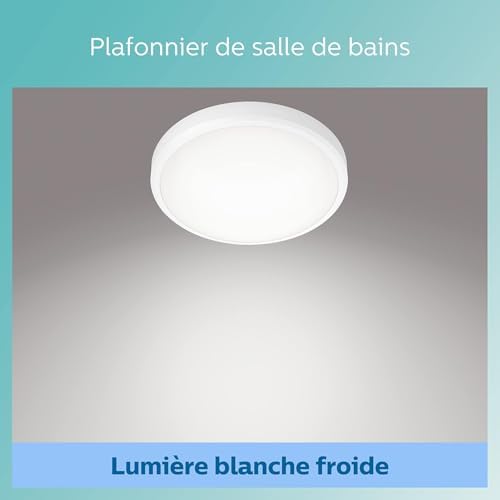 Philips LED Doris Bathroom Ceiling Light 4000K 17W IP44 [Cool White - White] for Indoor Lighting, Bathroom and Kitchen