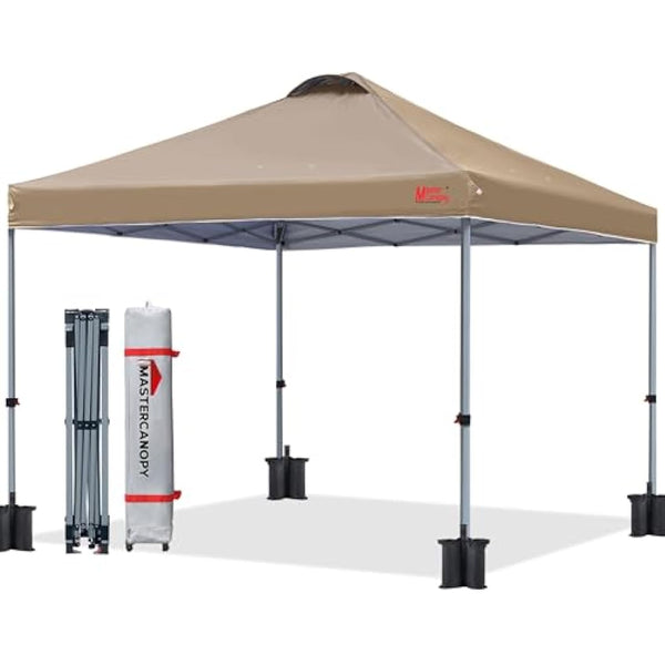 MASTERCANOPY Durable Ez Pop-up Gazebo Tent with Roller Bag (3x3M,Khaki)