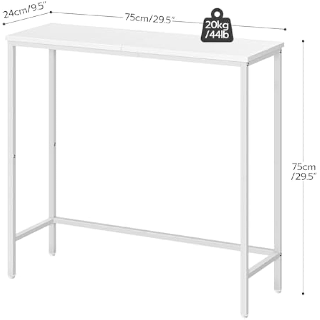 HOOBRO Console Table, Slim Console Table for Hallway, Metal Frame, Compact Display Table, Sofa Table for Small Spaces, Entryway, Living Room, Sturdy, Metal Frame, White EWW75XG01