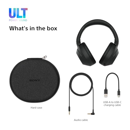 Sony ULT WEAR - Wireless Noise Cancelling Headphones, ULT POWER SOUND, Ultimate Deep Bass, Same Processor as WH-1000XM5, Clear Calls, 30hr Battery, IOS & Android - Black