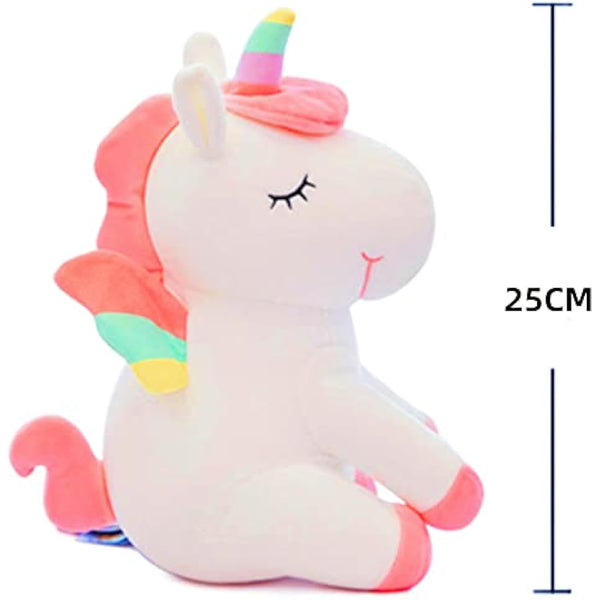 Unicorn Stuffed Animal Toys Cute Soft Unicorn Plush Hugging Pillow with Rainbow Wings Kawaii Toy for Kids Girls (25CM/9.8Inch, White)