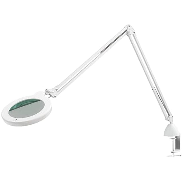 Magnifying Lamp S - Clip On Magnifier Lamp for Nail Salons, Tattoo Artists, Reading & Detailed Work - Dimmable Mag, White