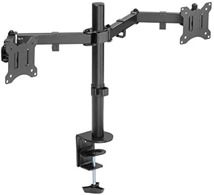 Amer Dual Monitor Stand for 17-32 inch VESA 75x75/100x100 Screens, Height Adjustable Monitor Arm with 2 Installation methods
