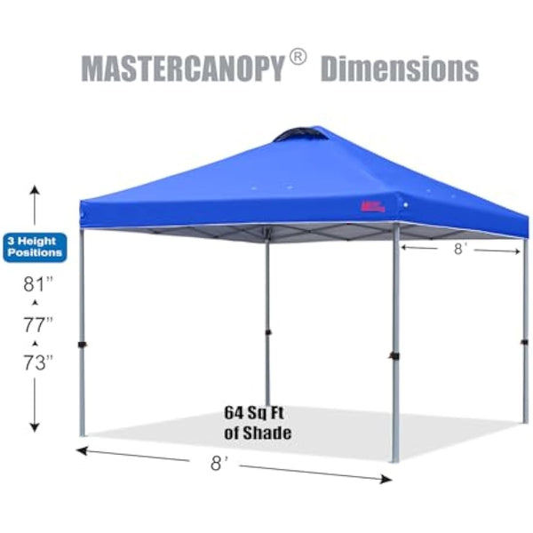 MASTERCANOPY Durable Ez Pop-up Gazebo Tent with Roller Bag (2.5x2.5M,Blue)
