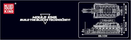 Mould King V12 Engine Building Block Sets, V12 Engine Model Kit That Runs, MOC Engineering Model Building Kit with Battery and Motor, Engineering Building Blocks for Adults (3472 PCS)