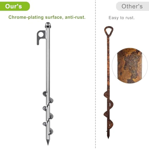 Lifeswell 12 Inch Ground Anchors, 8 Pcs Heavy Duty Tent Stakes, Easy to Install and Reusable, for Camping Tents, Trampolines, Sheds, Swing Sets, Securing Animals