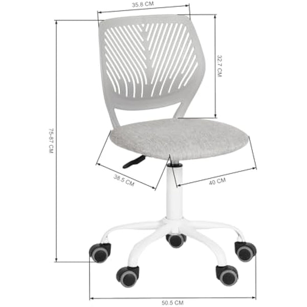 FurnitureR Set of 1 Desk Chair, Adjustable Height Task Chair, Swivel Chair with Small Hole Backrest Design for Bedroom Study Room, Light Grey