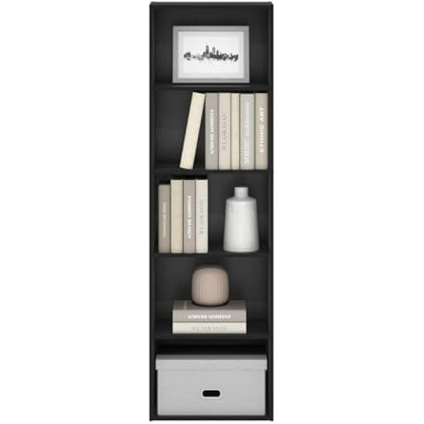 Furinno Luder 5-Tier Reversible Color Open Shelf Bookcase, Blackwood