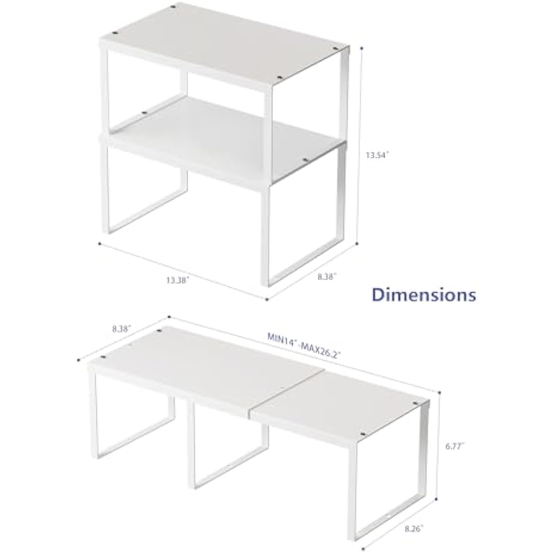 JEPEErbz Kitchen Cupboard Organiser, 4-Pack Cabinet Storage Shelf Organizer Rack, Metal Expandable Spice Holder, Stackable Storage Shelves for Cupboard, Shelf Insert, Countertop,Pantry (White)