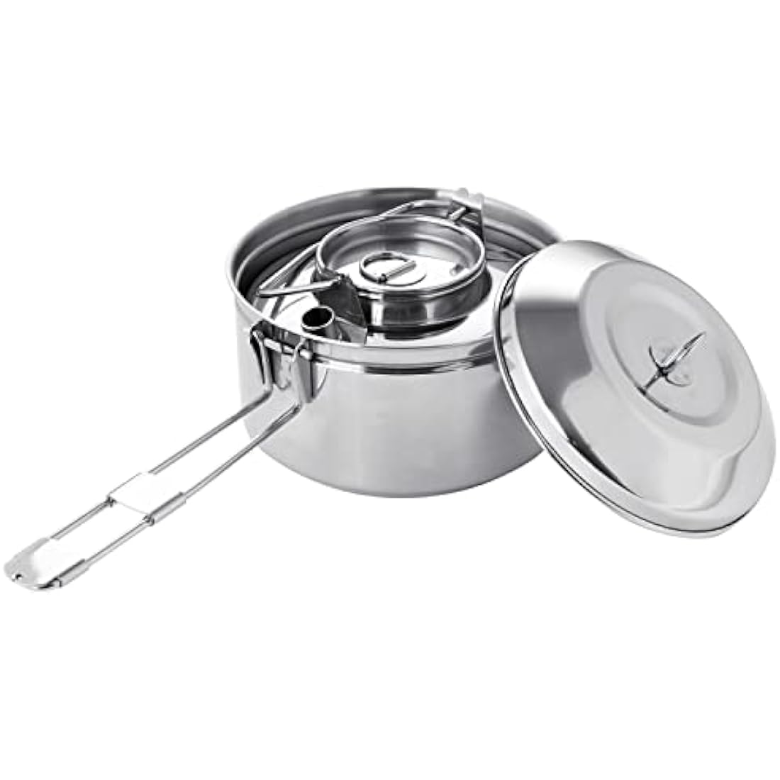 Fire Maple Antarcti Stainless Steel Kettle and Pot Set 1.0L Camping Kettle and 1.0L Cooking Pot Stovetop Tea and Coffee Pots for Openfire Camping Cookware Portable for Bushcraft Fishing Backpacking