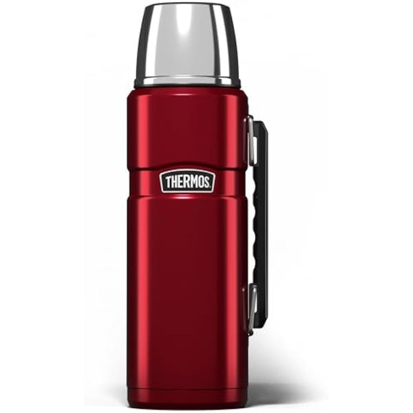 Thermos - Stainless King Red Travel Flask (1.2L) - Premium Leak Proof Insulated Tea & Coffee Flask for Hot & Cold Drinks, Built-in Cup, Twist-Pour Stopper, BPA-Free, Durable Steel, Dishwasher Safe