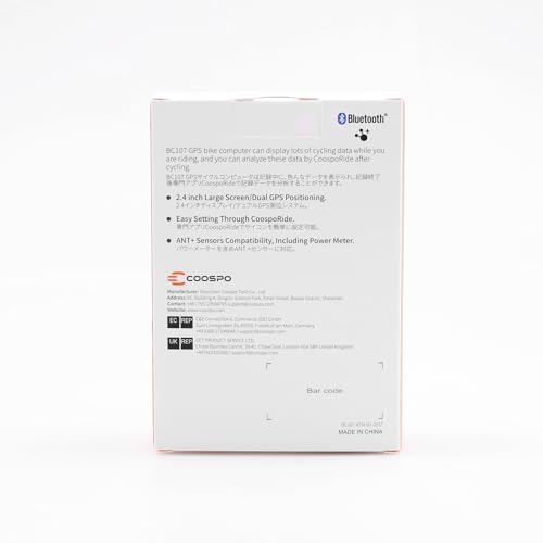 COOSPO ANT+ GPS Wireless Bike Computer with Bluetooth, Multifunction ANT+ GPS Bike Computer with 2.4 Inch LCD Display, Bike Speedometer with Automatic Backlight IP67