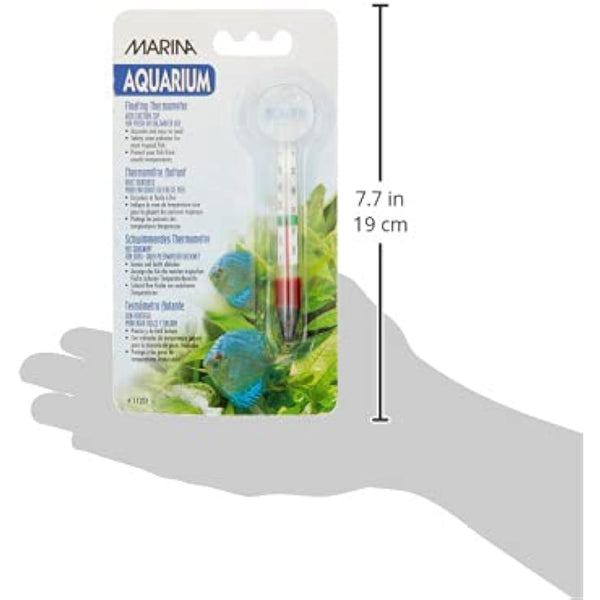 Marina Aquarium Floating Glass Thermometer with Sucker, Transparent