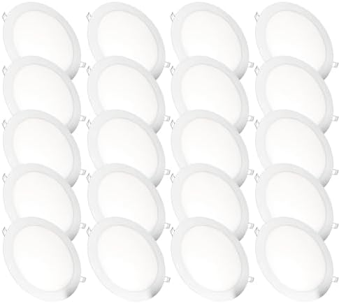 JANDEI – Pack of 20 18W LED Recessed Ceiling Lights, downlights Round, Flat, with matt White Aluminium Ring, Driver Included, Neutral White Light 4200K