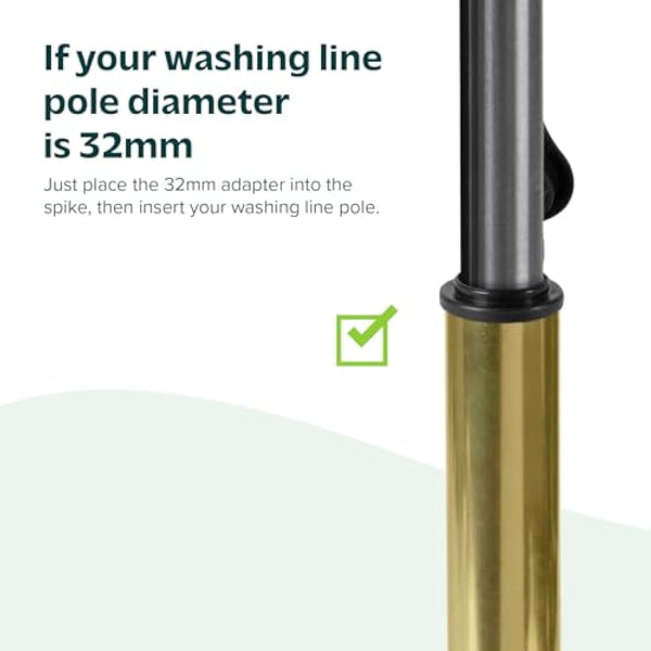 FLATRO Washing Line Spike with Plastic Adapter (32mm and 40mm) | Heavy Duty Metal Ground Spike Rotating Clothes Line for Washing Line Galvanized Garden Spike