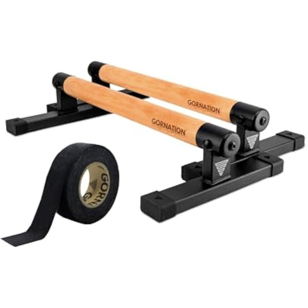 GORNATION Parallettes, Calisthenics Push-Up Bars for Handstands & Strength Training, Parallel Bars for Home & Outdoor Training, Fitness Equipment with Secure Grip, Non-Slip Feet, Wooden Handles