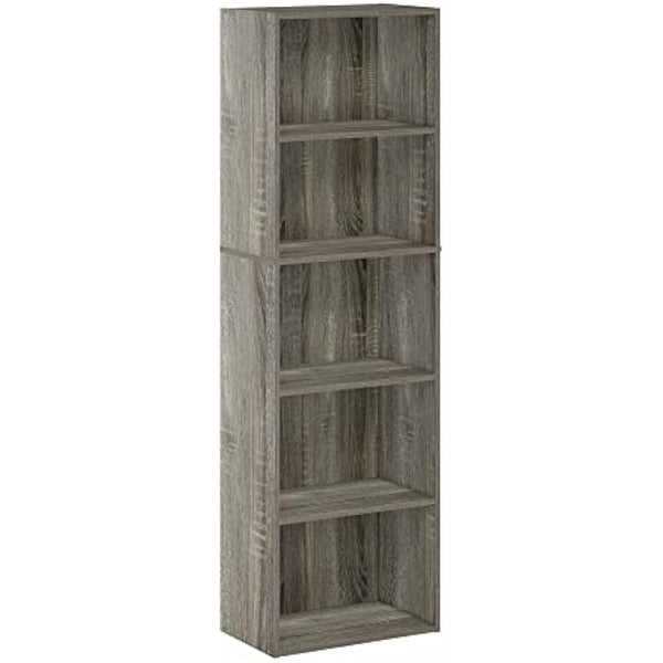 Furinno Luder 5-Tier Reversible Color Open Shelf Bookcase, French Oak