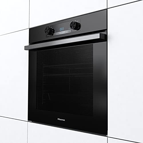 Hisense BI64211PB 77 Litre Built In Electric Single Oven With Pyrolytic Cleaning, Pizza Mode, Multiphase Cooking- Black 22x23x23 inches (LxWxH) - A+ Rated, Extra Large