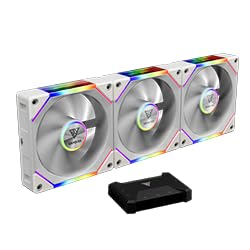GAMDIAS 120mm ARGB PC Case Fans, Computer Case Fan, Cabless Daisy Chain Connection, Dual Infinity Mirror Lighting, Swappable Fan Blade for Reverse Airflow, Performance 30mm Thick, With Control Box