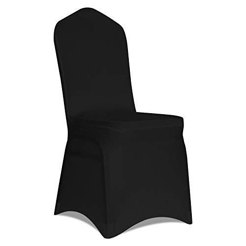 Kapwall 12 PCS Black Chair Covers, Spandex Stretch Washable Chair Covers for Wedding,Party and Banquet