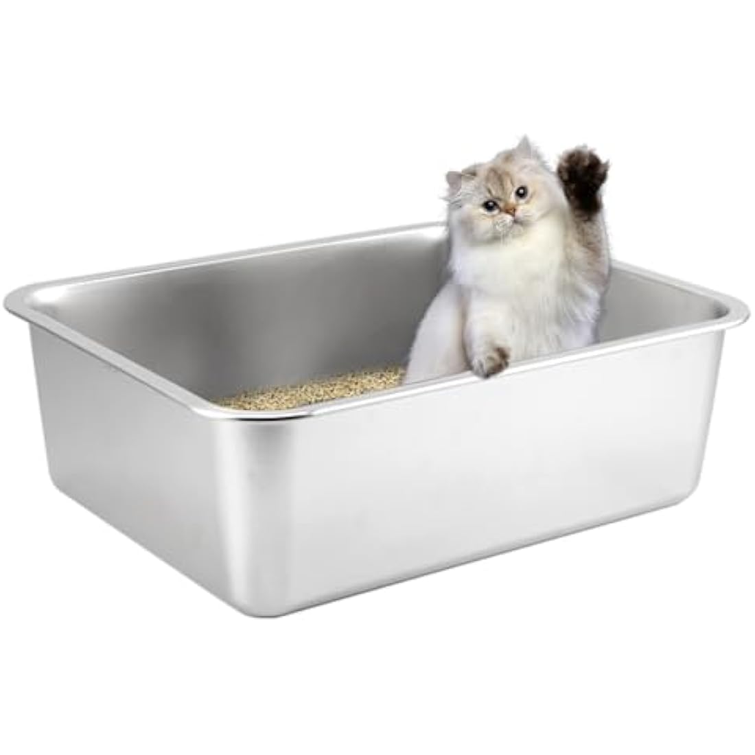 XXL Cat Litter Tray 50 * 35 * 15CM(19.5" L x 13.5" W x 6" H) Litter Tray Litter Box Large Cat Litter Trays for Cats Rabbits, Never Absorbs Odors, Rustproof, Non Stick Smooth Surface