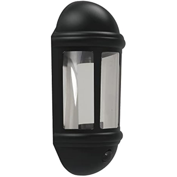4lite Outdoor Half Wall Lantern (Black) 400lm Warm Light IP65 Rated LED Integrated 8W Motion Sensor Exterior Wall Lamp - 4L2/3417-4Yr Guarantee