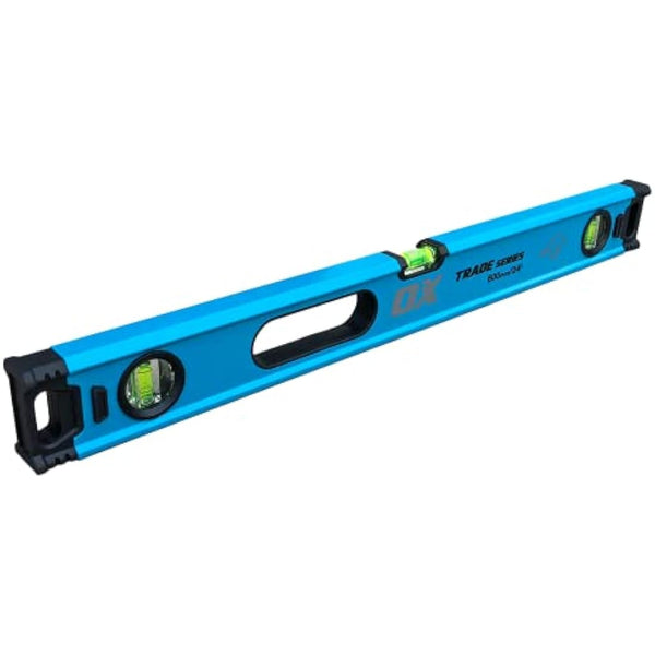 OX Trade Box Spirit Level - 900mm / 36", Lightweight, High-Accuracy Magnified Vials, Shock-Absorbing Removable End Caps, Ergonomic Cushioned Grips, OX-T024209