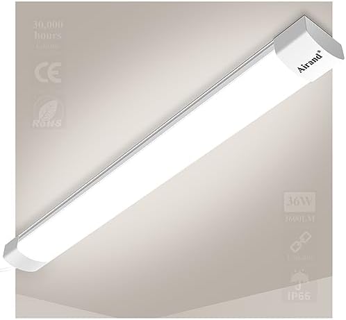 Airand Linkable LED Tube Light Batten Light 4FT 36W 3600LM Ceiling Light for Garage Office Cellar Shop Basement School Bathroom Restaurant Hotel Hostipatal,Ideal Indoor or Outdoor,120CM Natural White