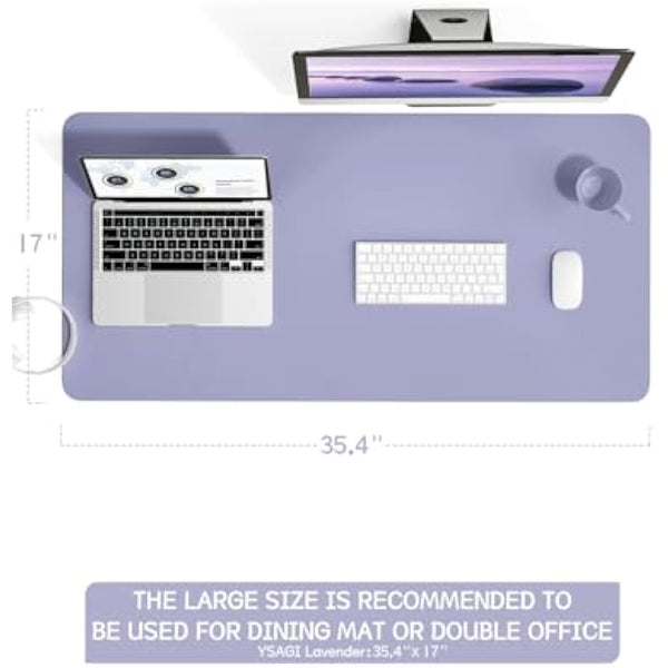 YSAGi Non-Slip Desk Pad, Waterproof PVC Leather Desk Table Protector, Ultra Thin Large Mouse Pad, Easy Clean Laptop Desk Writing Mat for Office Work/Home/Decor (90 x 43 cm, Lavender)