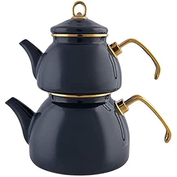 Karaca Retro Enamel Tank Anthracite, 1.1L Maker, 2.3L Kettle, Induction Safe, Modern Family Style, Ideal for Beverage Lovers